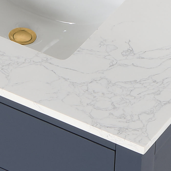 Altair Design Gavino 36"" Single Bathroom Vanity in Royal Blue with Grain White Composite Stone Countertop