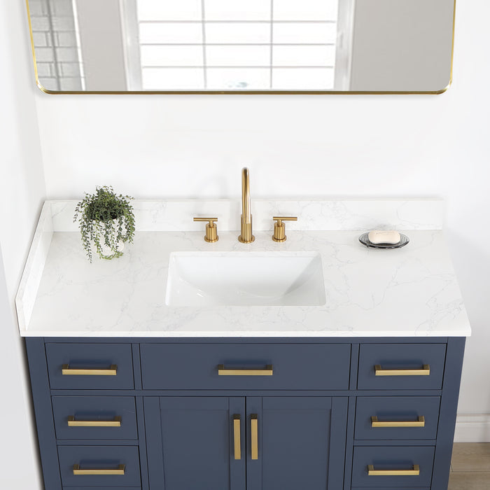 Altair Design Gavino 48"" Single Bathroom Vanity in Royal Blue with Grain White Composite Stone Countertop