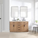 Altair Design Gavino 60"" Double Bathroom Vanity in Light Brown with Grain White Composite Stone Countertop