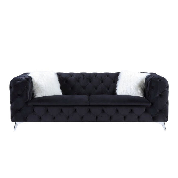 Acme Furniture Phifina Sofa W/2 Pillows in Black Velvet 55920