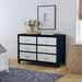 Butler Specialty Company Keros 6 Drawer Raffia Double Dresser, Navy and White 5609350