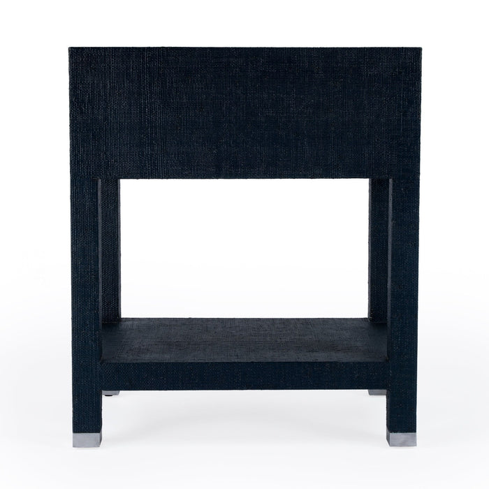 Butler Specialty Company Keros 1 Drawer Raffia Nightstand, Navy and White 5611350