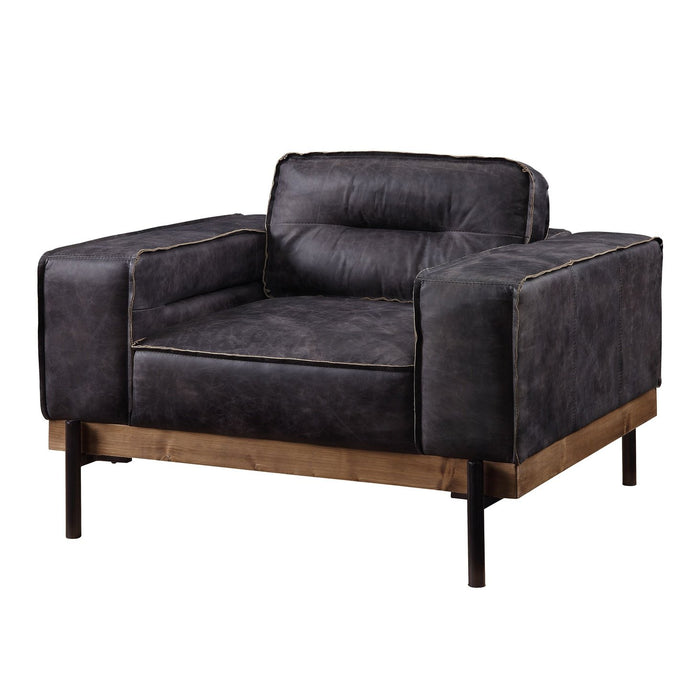 Acme Furniture Silchester Chair in Antique Ebony Top Grain Leather 56507