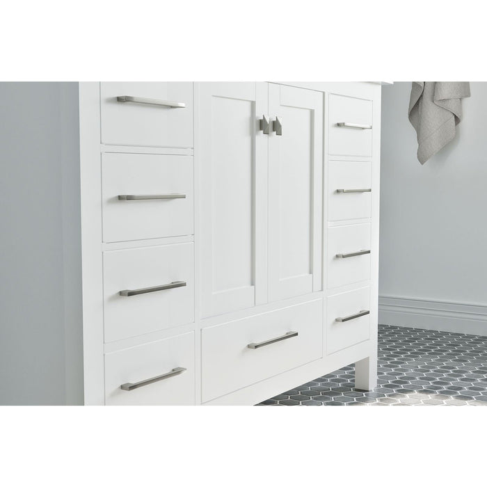 Eviva London 48" x 18" Transitional Bathroom Vanity in Espresso, Gray or White Finish with White Carrara Marble Countertop and Undermount Porcelain Sink