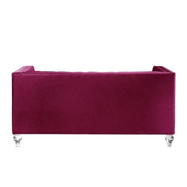 Acme Furniture Heibero Loveseat W/2 Pillows Same Lv01401 in Burgundy Velvet 56896