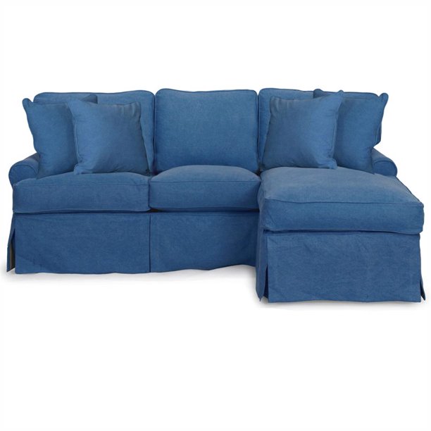 Sunset Trading Horizon Slipcovered Sleeper Sofa with Reversible Chaise | Indigo Blue SU-117678-410046