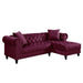 Acme Furniture Adnelis Sectional Sofa W/2 Pillows in Red Velvet 57315