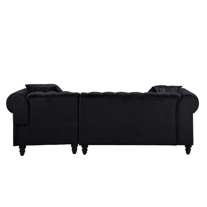 Acme Furniture Adnelis Sectional Sofa W/2 Pillows in Black Velvet 57320