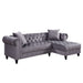 Acme Furniture Adnelis Sectional Sofa W/2 Pillows in Gray Velvet 57325