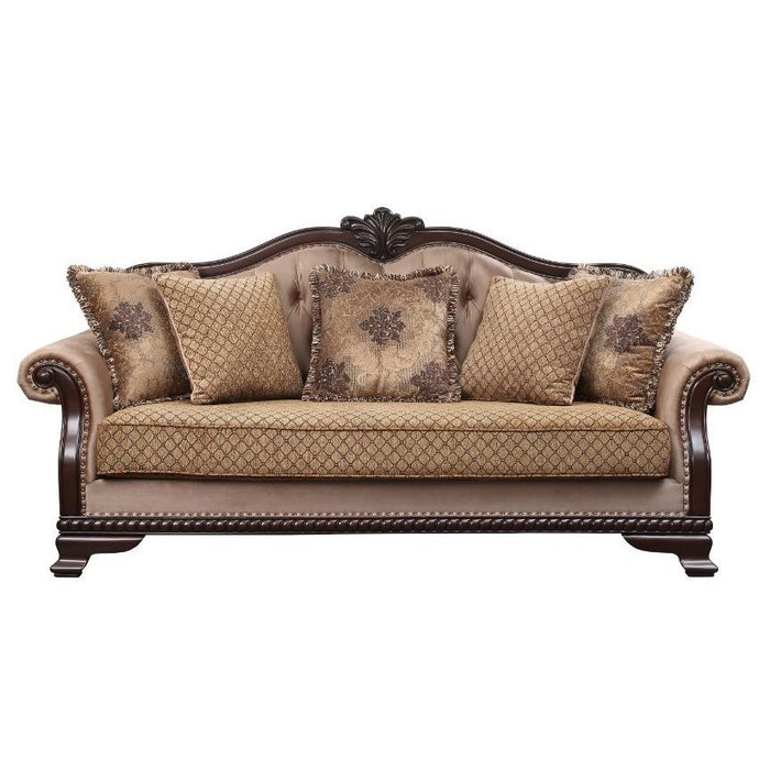 Acme Furniture Chateau De Ville Sofa W/5 Pillows9same Lv01588 in Fabric & Espresso Finish 58265