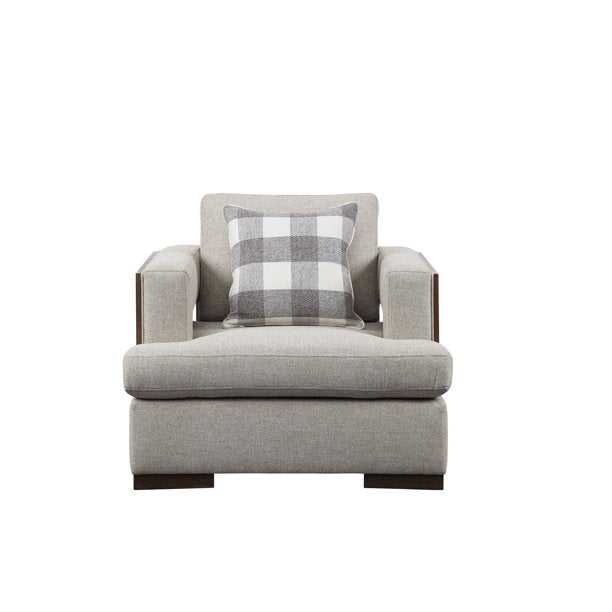 Acme Furniture Niamey Chair W/1 Pillow Fabric & Walnut Finish 54852