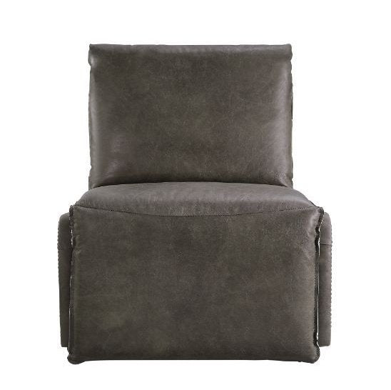 Acme Furniture Metier Power Motion Recliner in Gray Top Grain Leather & Aluminum 59940