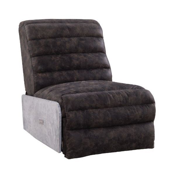 Acme Furniture Okzuil Power Motion Recliner in Two Tone Gray Top Grain Leather & Aluminum 59941