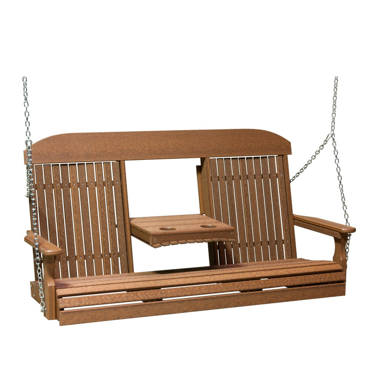 LuxCraft 5' Classic Highback Poly Swing With Flip Down Center Console