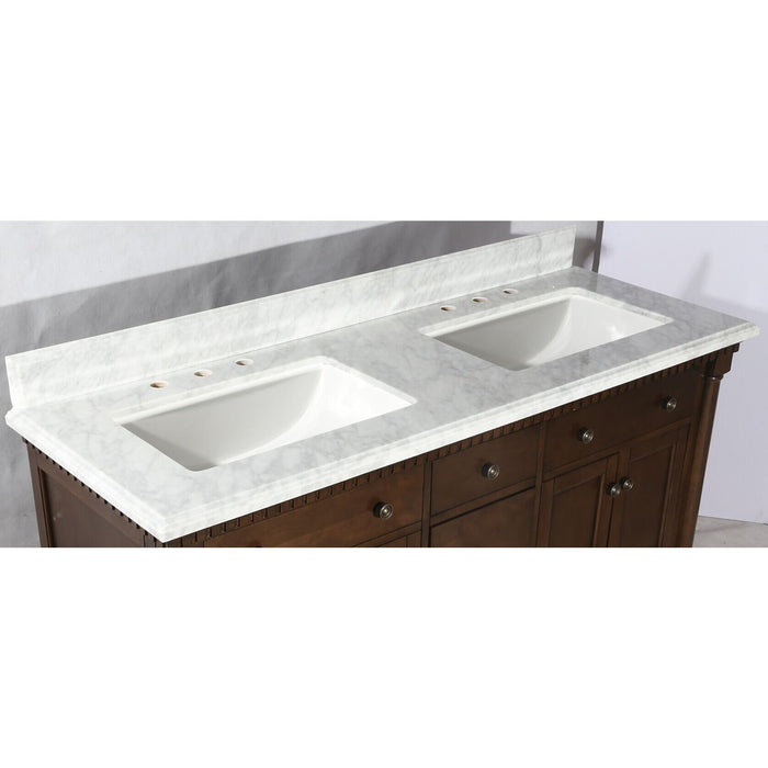 Legion Furniture 60" Antique Coffee Sink Vanity With Carrara White Top And Matching Backsplash Without Faucet WLF6036-60