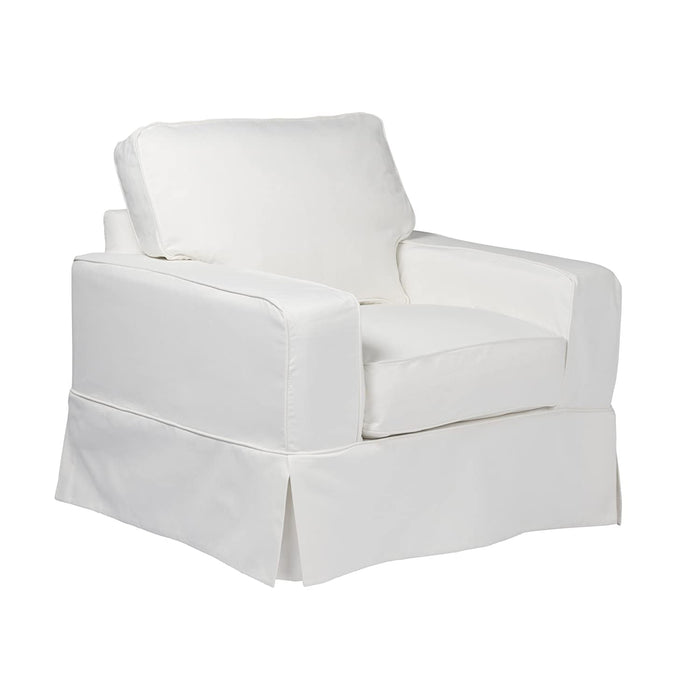 Sunset Trading Americana Box Cushion Slipcovered Chair | Stain Resistant Performance Fabric | White SU-108520-391081