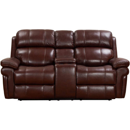 Sunset Trading Luxe Leather Reclining Loveseat with Power Headrest | Console Storage and Cupholders | USB Ports | Brown SU-9102-88-1394-73