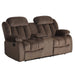 Sunset Trading Teddy Bear Reclining Loveseat with Console Storage, Cupholders | Two Manual Recliners | Brown Fabric SU-LN660-206
