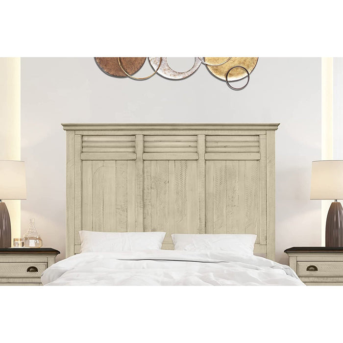 Sunset Trading Shades of Sand Queen Bed | Cream/Walnut Brown Solid Wood CF-2301-0489-QB
