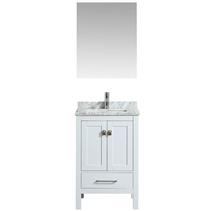 Eviva London 24" Transitional bathroom vanity with white Carrara marble countertop