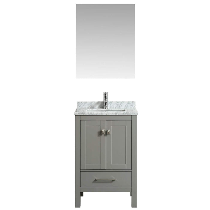 Eviva London 24" Transitional bathroom vanity with white Carrara marble countertop