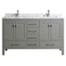 Eviva London 60" X 18" Transitional bathroom vanity with Crema marfil marble and double Porcelain Sinks