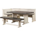 Sunset Trading Sunny Dining Nook Table Set | Distressed Antique White/Grey Wood | Kitchen Corner Storage Bench Seating VH-8400-WG