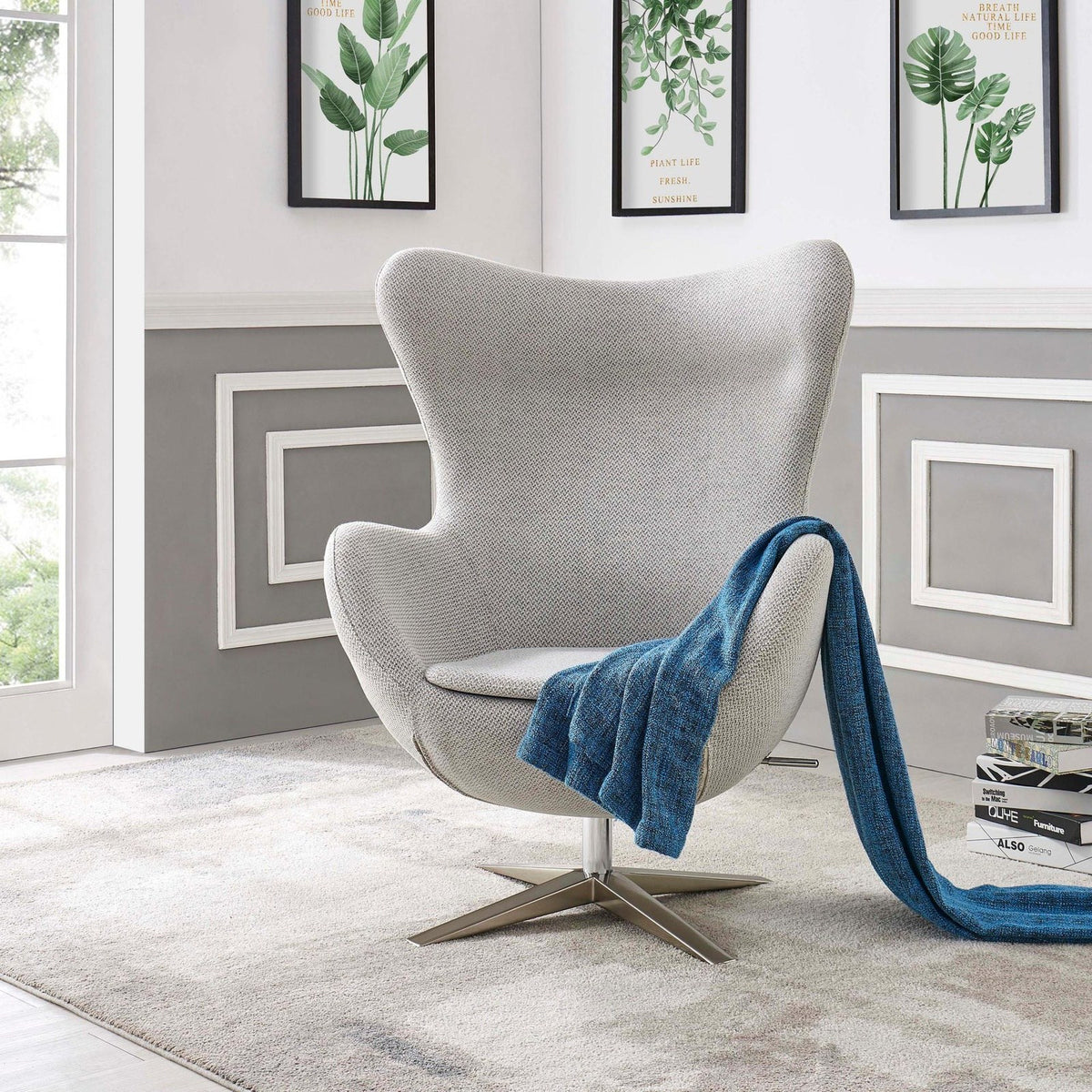 New Pacific Direct Max KD Fabric Swivel Rocker Chair