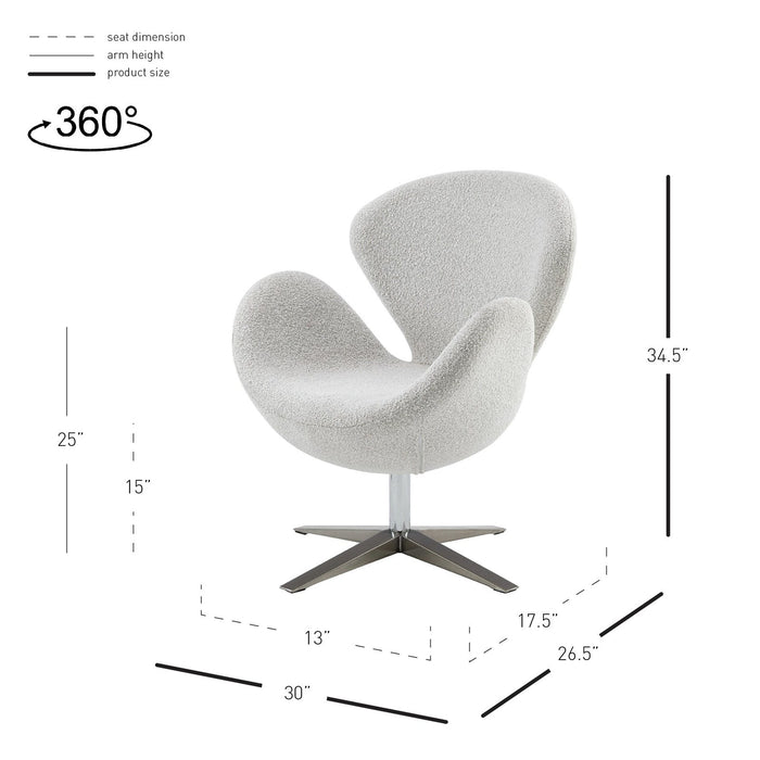 New Pacific Direct Beckett Fabric Swivel Accent Arm Chair Chrome Legs 6300066-563