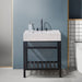 Altair Design Merano 30"" Single Stainless Steel Vanity Console in Matt Black with Aosta White Stone Countertop
