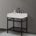 Altair Design Merano 30"" Single Stainless Steel Vanity Console in Matt Black with Aosta White Stone Countertop