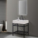 Altair Design Merano 30"" Single Stainless Steel Vanity Console in Matt Black with Aosta White Stone Countertop