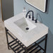 Altair Design Merano 30"" Single Stainless Steel Vanity Console in Matt Black with Aosta White Stone Countertop