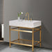 Altair Design Merano 36"" Single Stainless Steel Vanity Console in Brushed Gold with Aosta White Stone Countertop