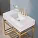 Altair Design Merano 36"" Single Stainless Steel Vanity Console in Brushed Gold with Aosta White Stone Countertop