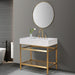 Altair Design Merano 36"" Single Stainless Steel Vanity Console in Brushed Gold with Aosta White Stone Countertop