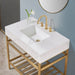 Altair Design Merano 36"" Single Stainless Steel Vanity Console in Brushed Gold with Aosta White Stone Countertop