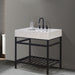 Altair Design Merano 36"" Single Stainless Steel Vanity Console in Matt Black with Aosta White Stone Countertop