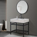 Altair Design Merano 36"" Single Stainless Steel Vanity Console in Matt Black with Aosta White Stone Countertop