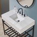 Altair Design Merano 36"" Single Stainless Steel Vanity Console in Matt Black with Aosta White Stone Countertop