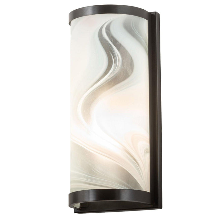 Meyda 5.75" Wide Cylinder Blanco Swirl Fused Glass Wall Sconce
