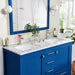Eviva Aberdeen 48" Transitional Double Sink Bathroom Vanity in Blue Finish with White Carrara Marble Countertop and Gold Handles