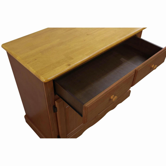 Sunset Trading Oak Selections Keepsake Buffet and Lighted Hutch | Nutmeg Brown and Light Oak DLU-19-BH-NLO