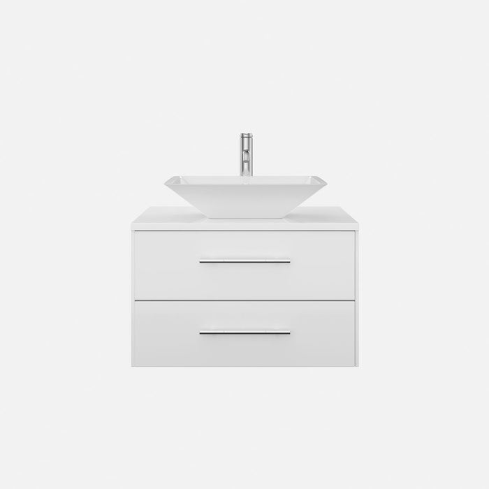 Eviva Totti Wave 24" Modern Bathroom Vanity in Espresso, Gray, or White, Finish with Super White Man-Made Stone Countertop and Porcelain Vessel Sink