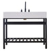 Altair Design Edolo 42"" Single Stainless Steel Vanity Console in Matt Black with Snow White Stone Countertop
