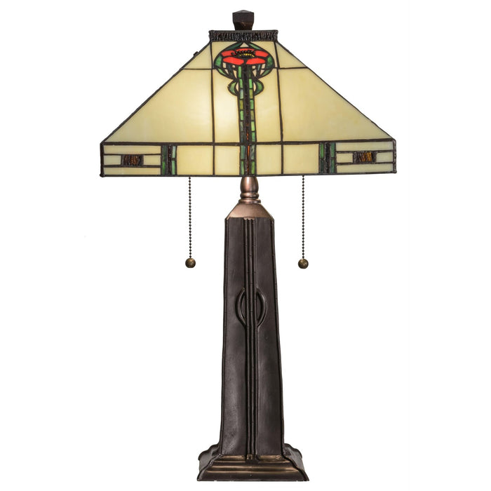 Meyda 23.5" High Mission Floral Parker Poppy Tiffany Table Lamp