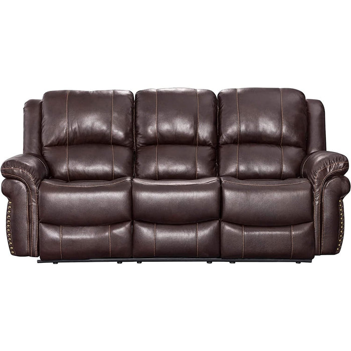 Sunset Trading Glorious Dual Reclining Sofa | Manual Recliner | Brown Faux Leather SU-GL-U9521S