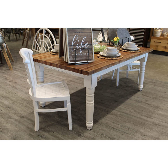 Sunset Trading Cottage Country Farmhouse Rectangular Dining Table | Distressed White/Savage Brown Solid Wood | Fully Assembled CC-TAB1139SO4TLD-WWSV
