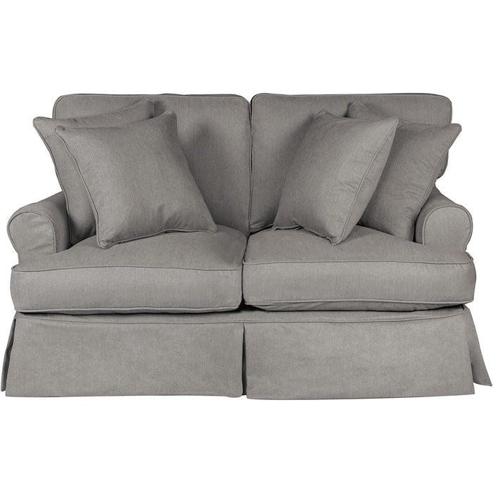 Sunset Trading Horizon T-Cushion Slipcovered Loveseat | Stain Resistant Performance Fabric | Gray SU-117610-391094