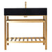 Altair Design Nauders 36"" Single Stainless Steel Vanity Console in Brushed Gold with Imperial Black Stone Countertop